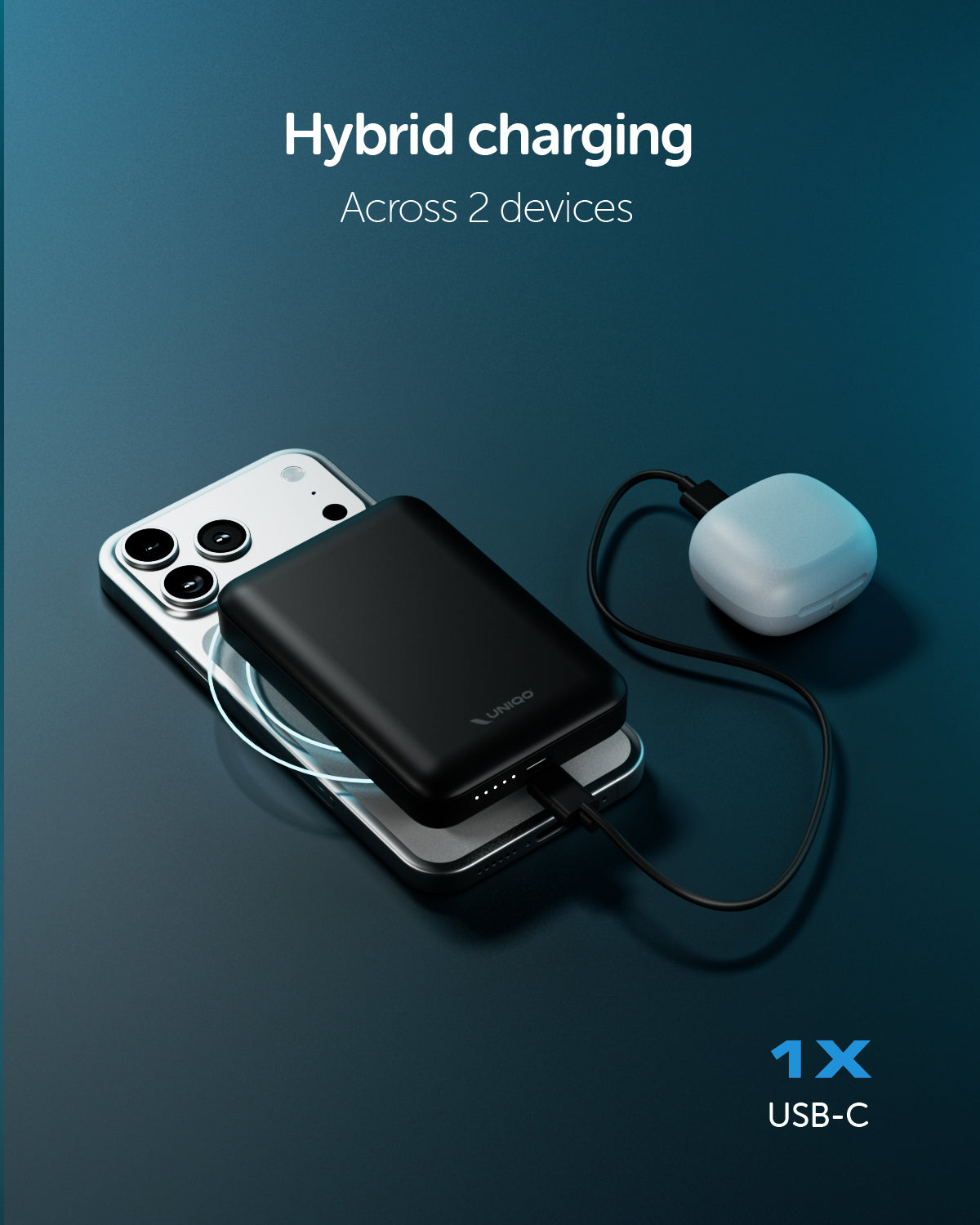 Power Bank 10.000 mAh Power Flux, compatibile MagSafe e con porta USB-C 20W