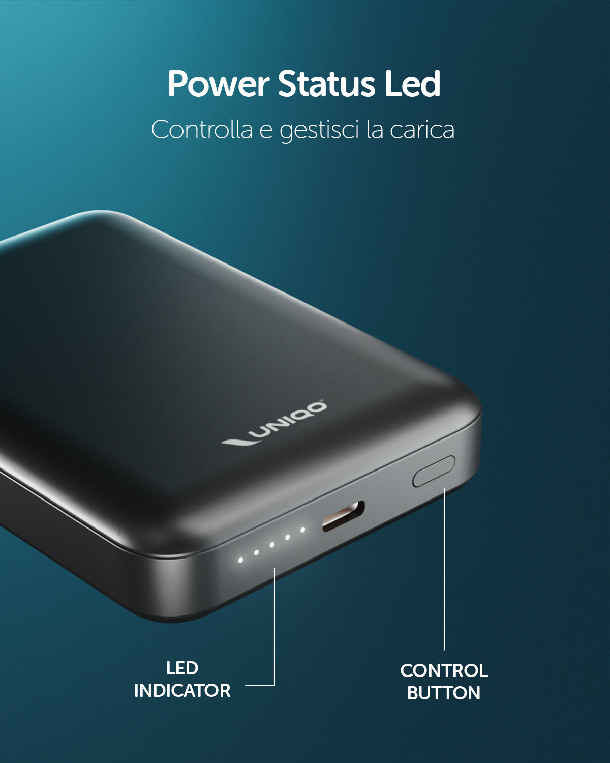 Power Bank 10.000 mAh Power Flux, compatibile MagSafe e con porta USB-C 20W
