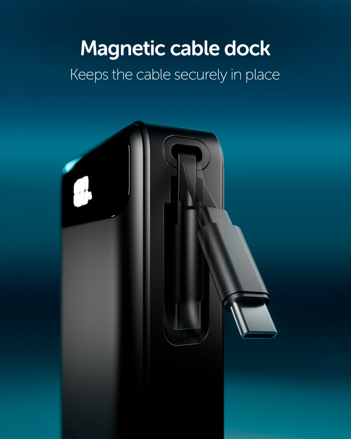10000mAh Power Bank with LCD Display, Retractable USB-C Cable and 45W USB-C Port