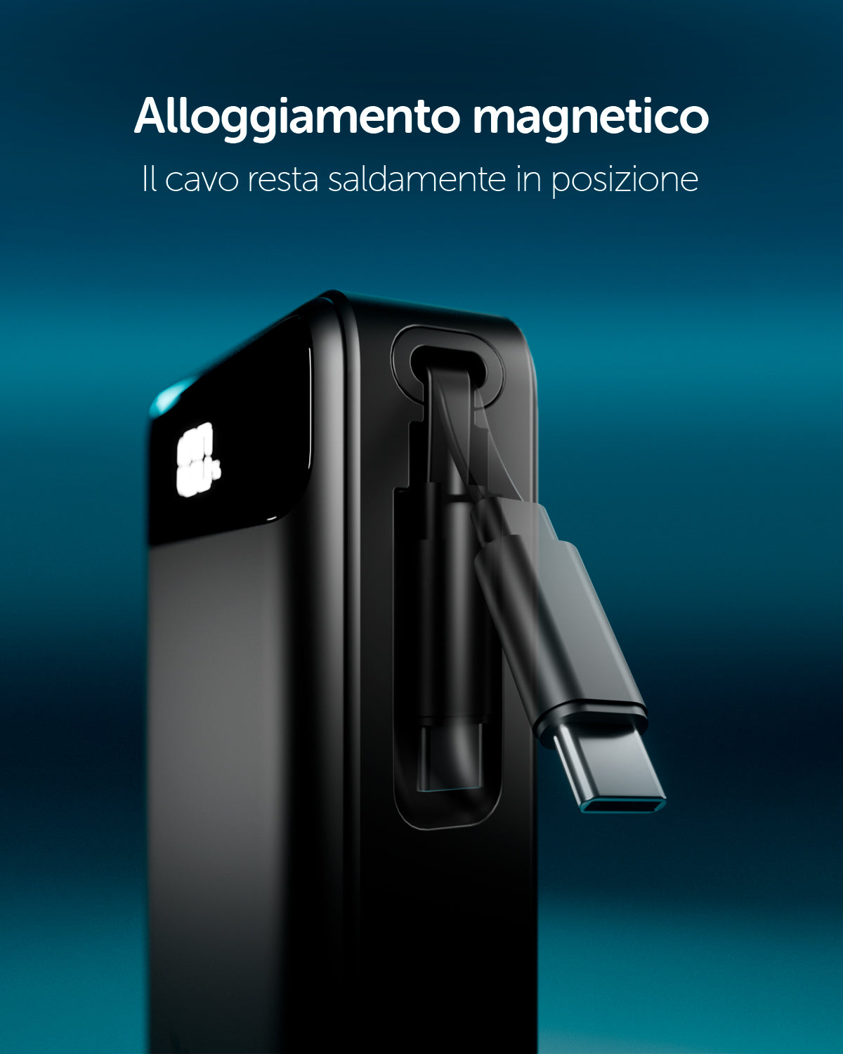 10000mAh Power Bank with LCD Display, Retractable USB-C Cable and 45W USB-C Port