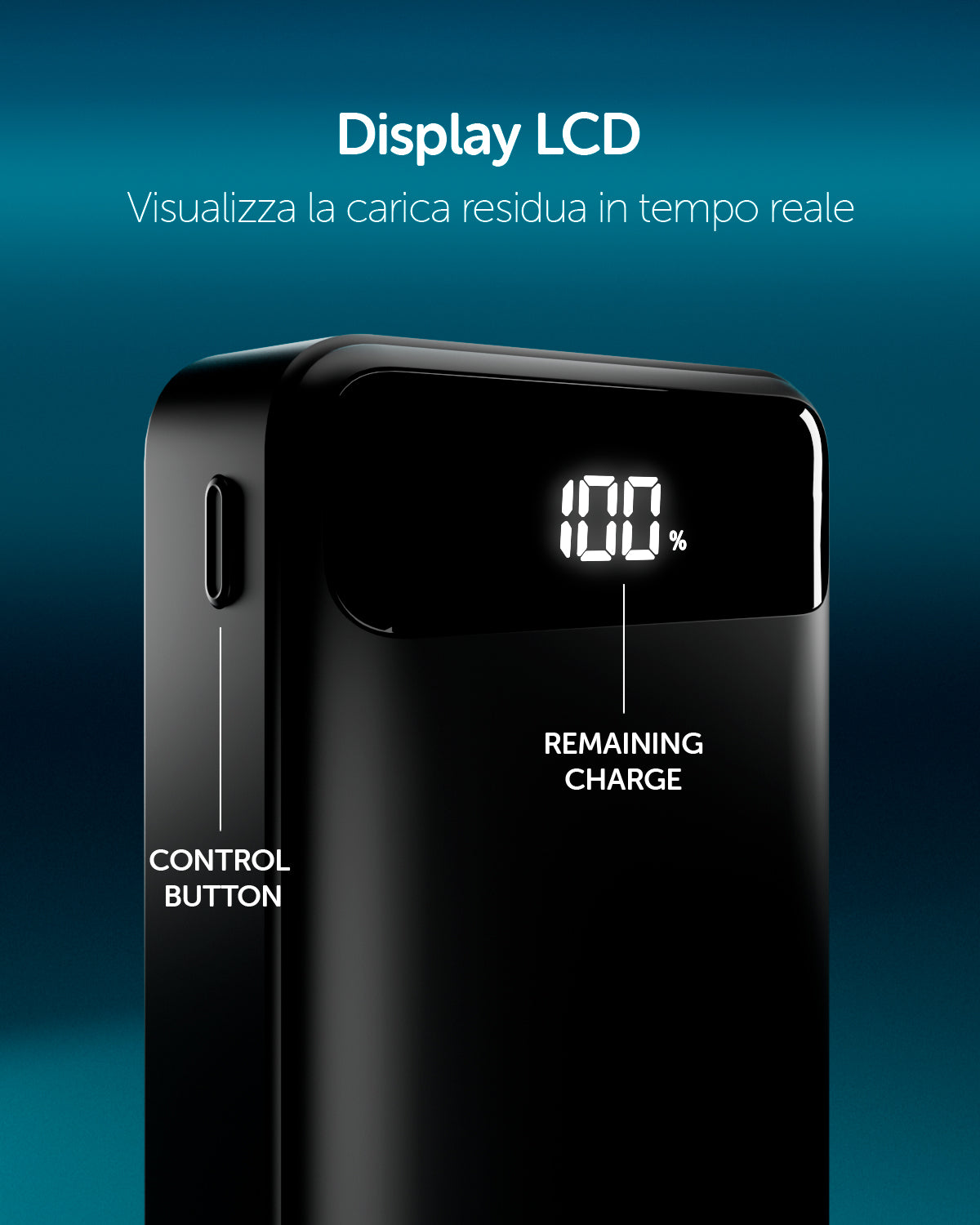 10000mAh Power Bank with LCD Display, Retractable USB-C Cable and 45W USB-C Port
