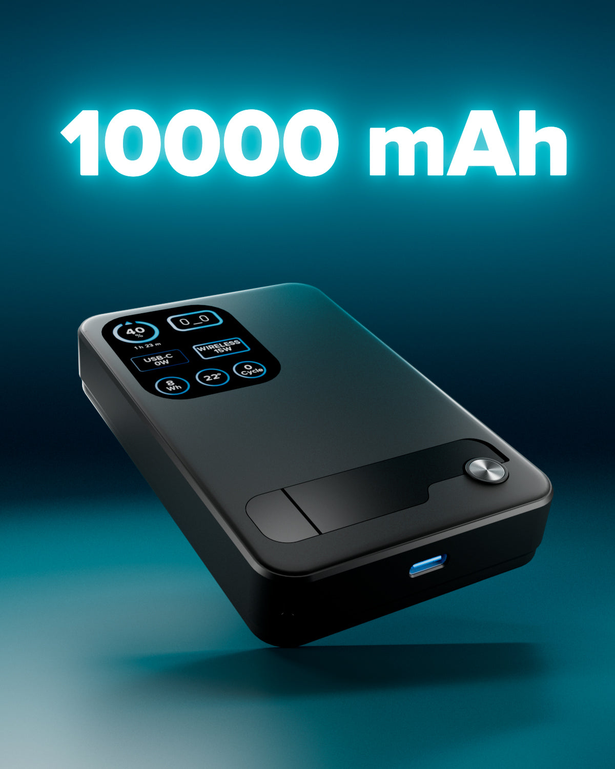Magnetische Powerbank 10000 mAh, MagSafe-kompatibel, Qi2 25W und Smart-Display, USB-C PD 35W und integrierter Standfuß
