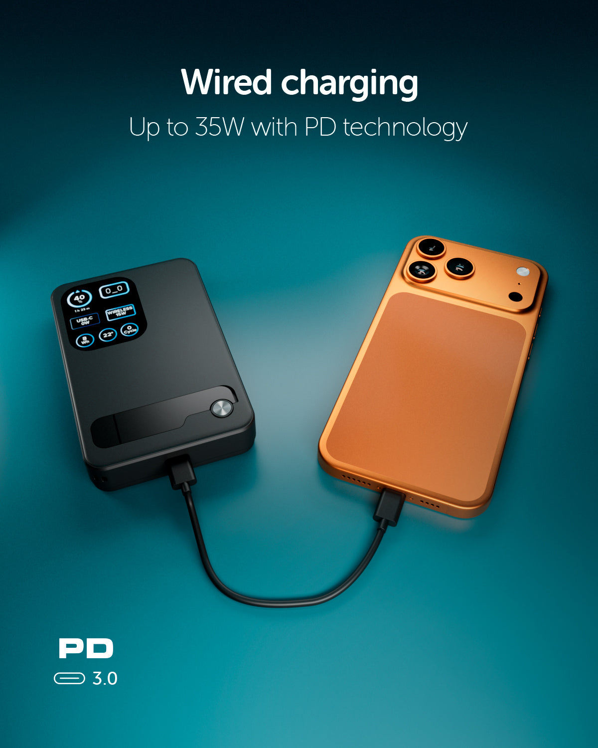 Power bank magnetico 10000 mAh compatibile MagSafe, Qi2 25W e display smart, porta USB-C PD 35W e stand integrato