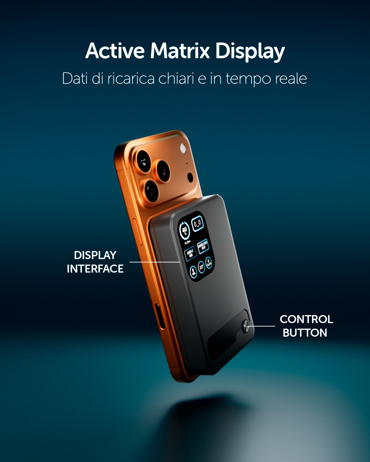Power bank magnetico 10000 mAh compatibile MagSafe, Qi2 25W e display smart, porta USB-C PD 35W e stand integrato