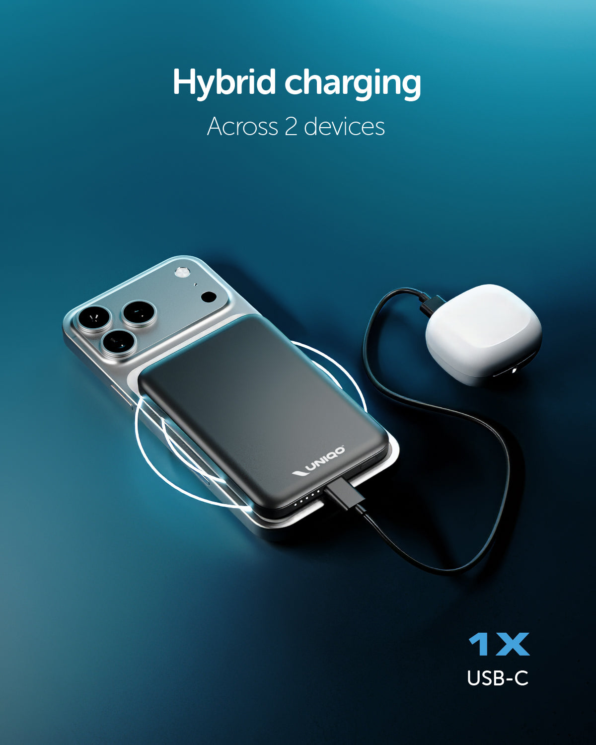Power Bank 5000 mAh Power Flux compatibile MagSafe e con porta USB-C 20W