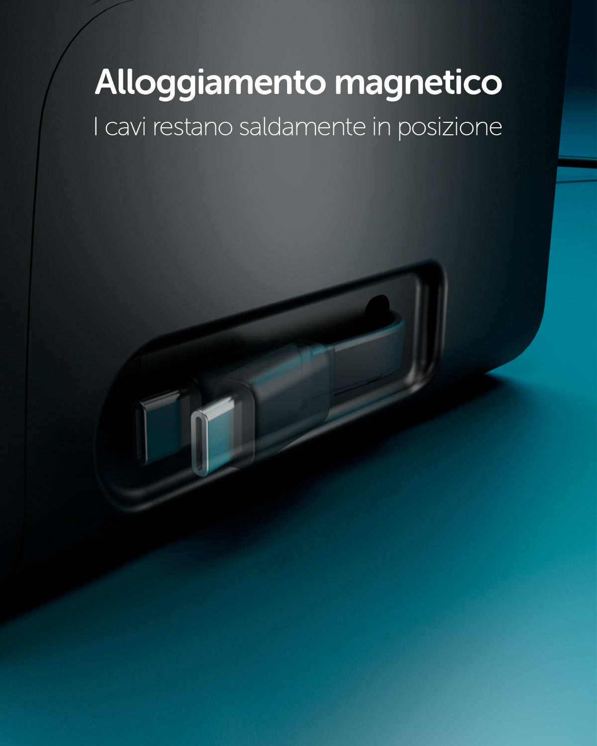 Stazione di ricarica 240W con 2 cavi USB-C retrattili e 4 porte
