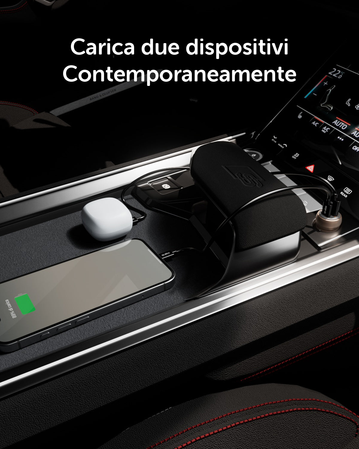 Caricatore auto USB-C e USB-A 30W Power Delivery