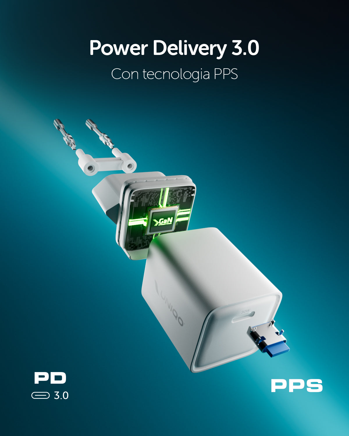 Cube 30 caricatore GaN compatto con porta USB-C 30W Power Delivery