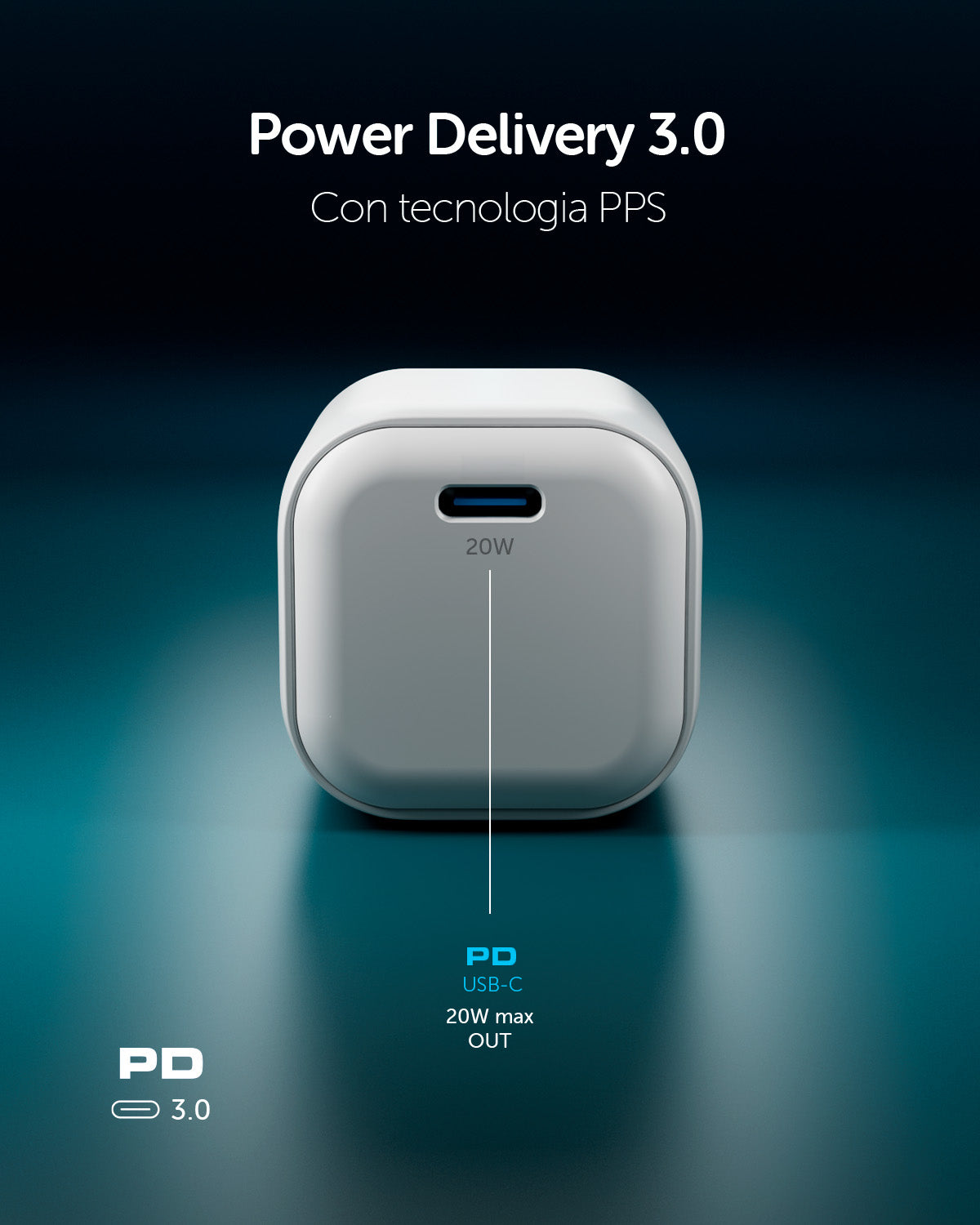 Kit caricatore GaN USB-C 20W con cavo intrecciato da 1,5 m