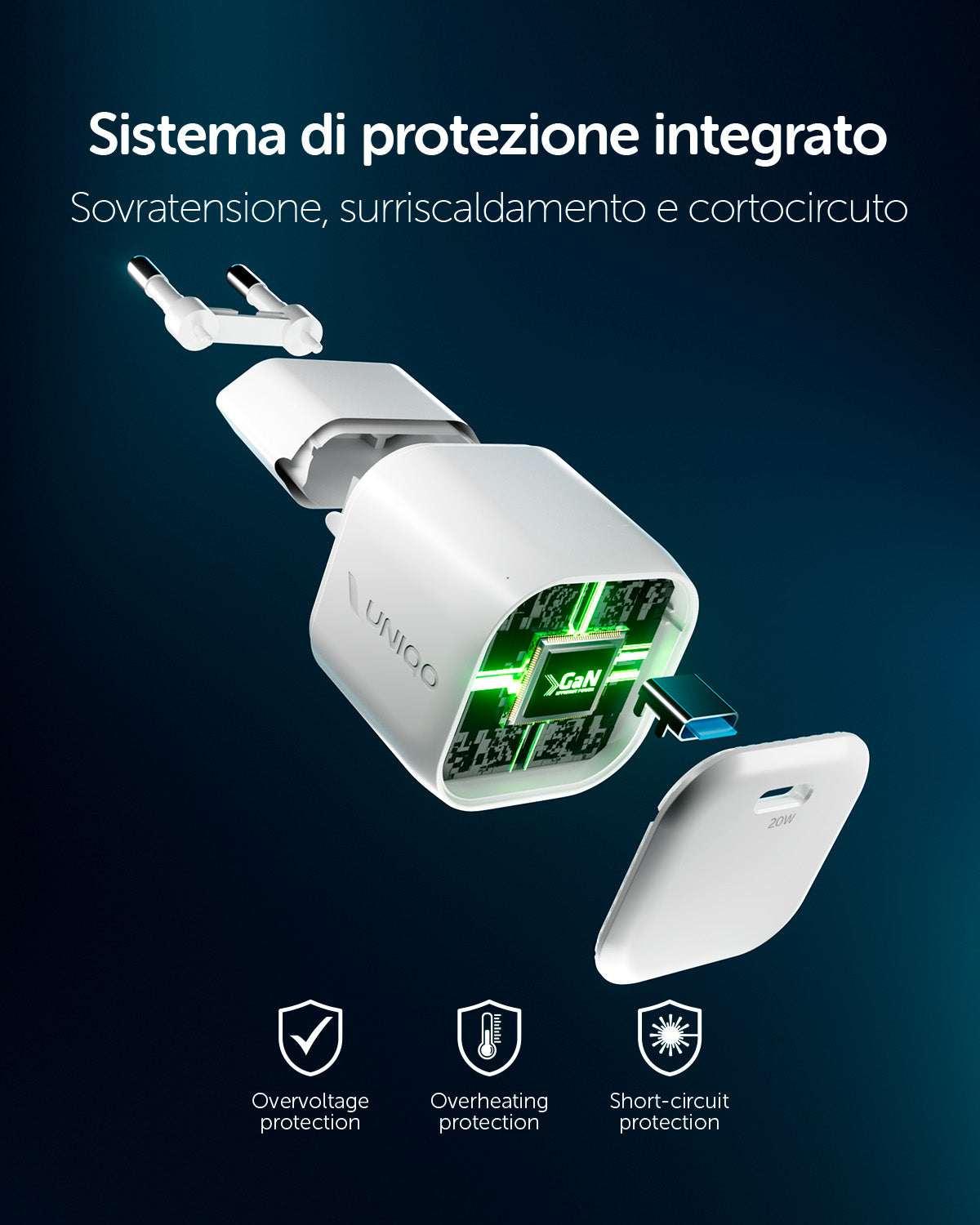 Kit caricatore GaN USB-C 20W con cavo intrecciato da 1,5 m