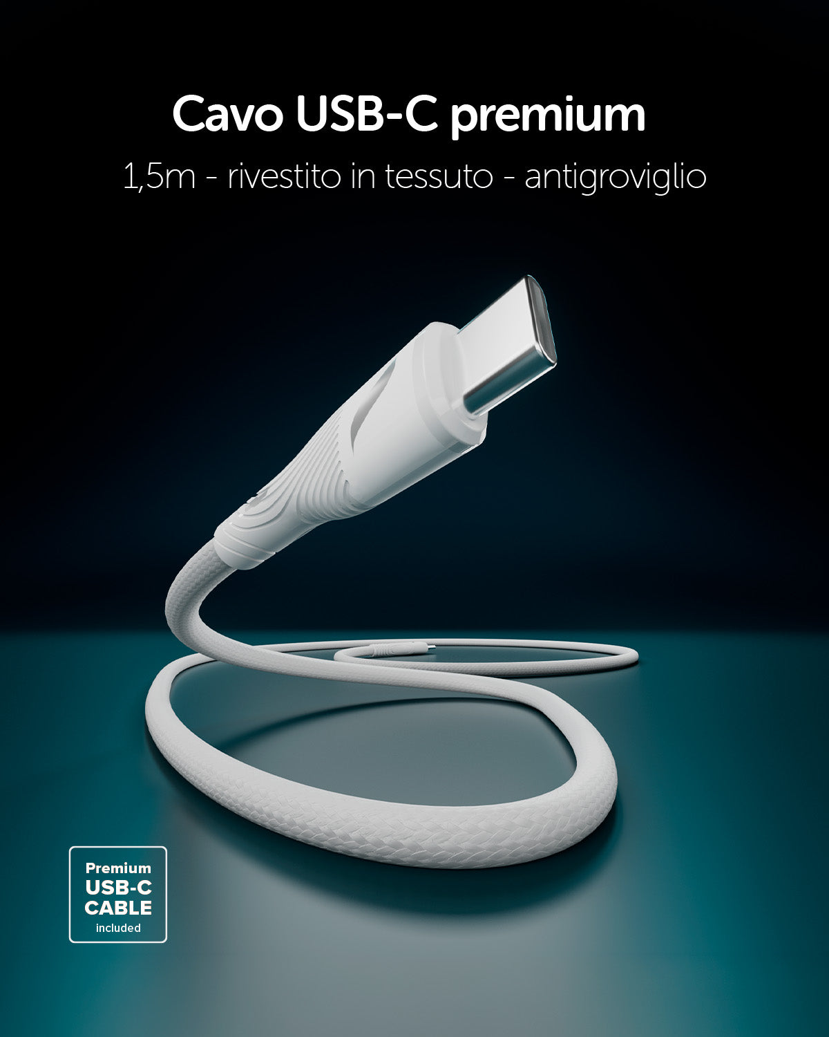 Kit caricatore GaN USB-C 20W con cavo intrecciato da 1,5 m
