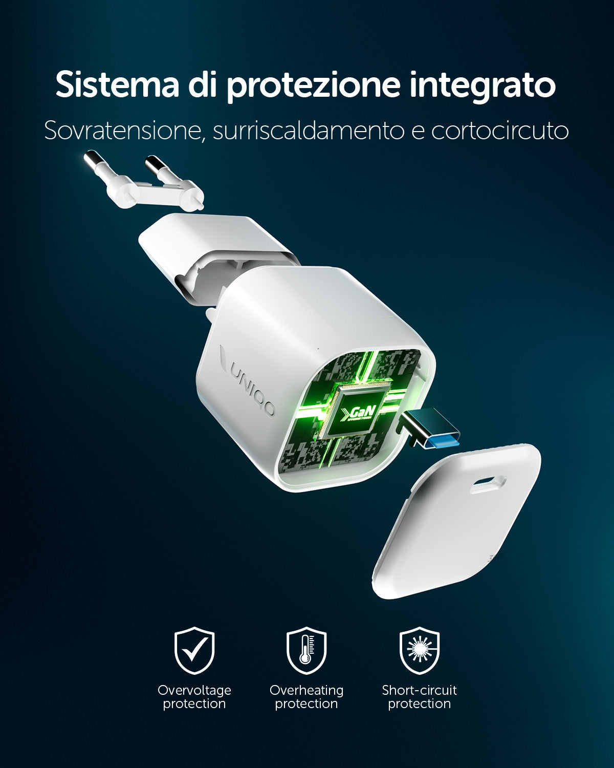 Kit caricatore GaN con porta USB-C 30W e cavo intrecciato da 1,5 m