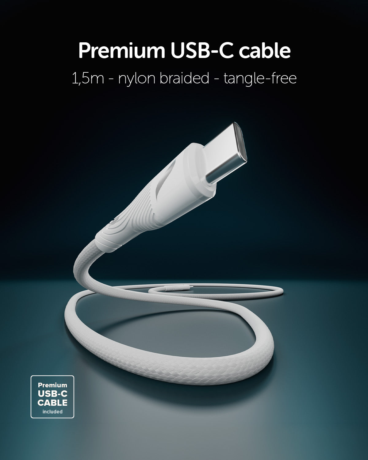 Kit caricatore GaN con porta USB-C 30W e cavo intrecciato da 1,5 m