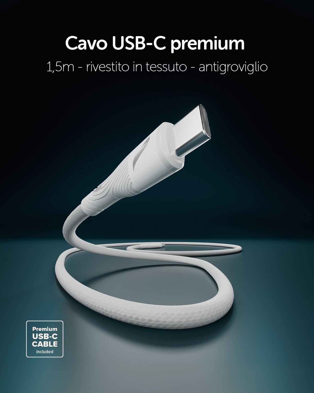 Kit caricatore GaN con porta USB-C 30W e cavo intrecciato da 1,5 m