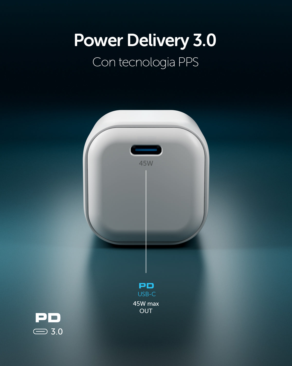 Kit caricatore GaN con porta USB-C 45W e cavo intrecciato da 1,5 m