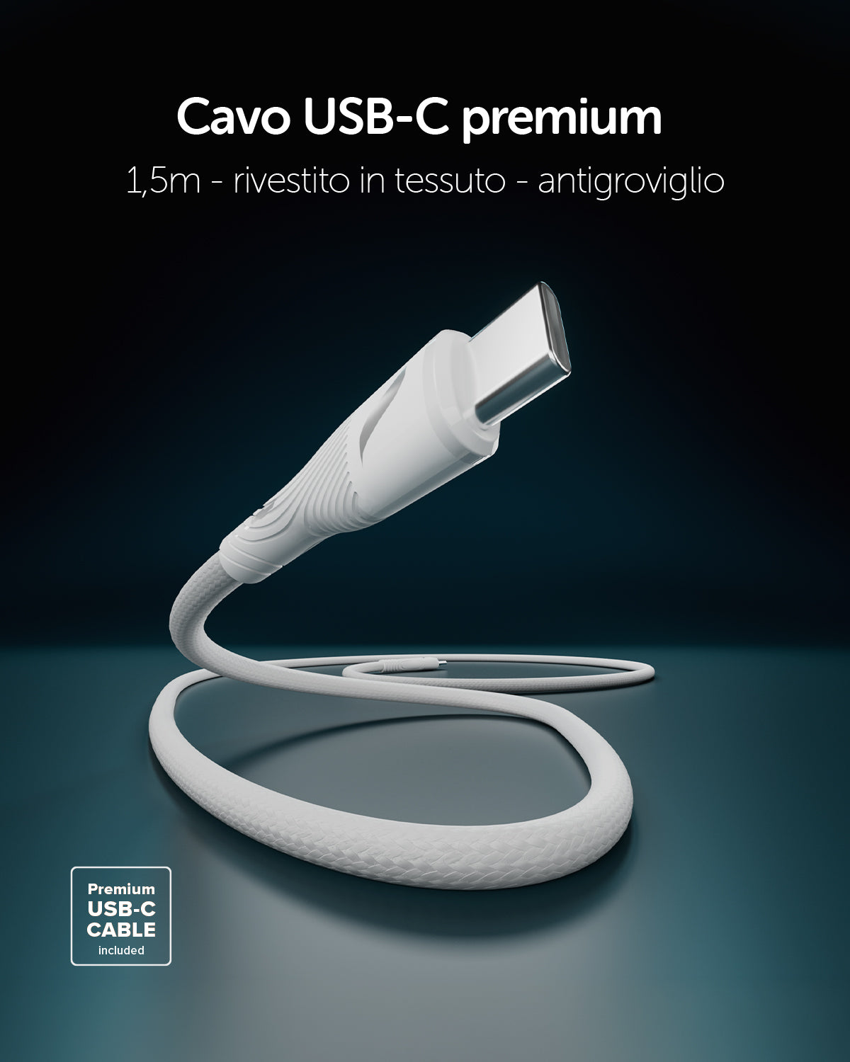 Kit caricatore GaN con porta USB-C 45W e cavo intrecciato da 1,5 m