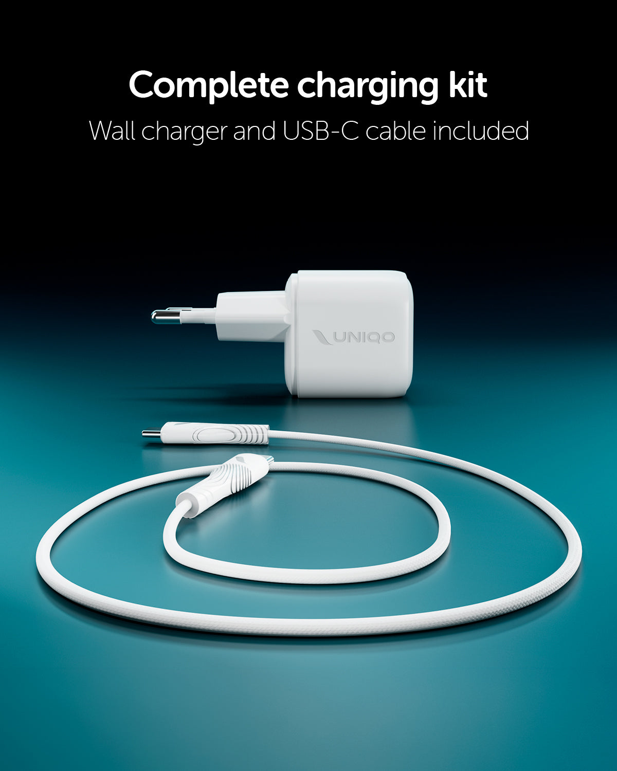 Kit caricatore GaN con due porte USB-C 100W e cavo intrecciato da 1,5 m