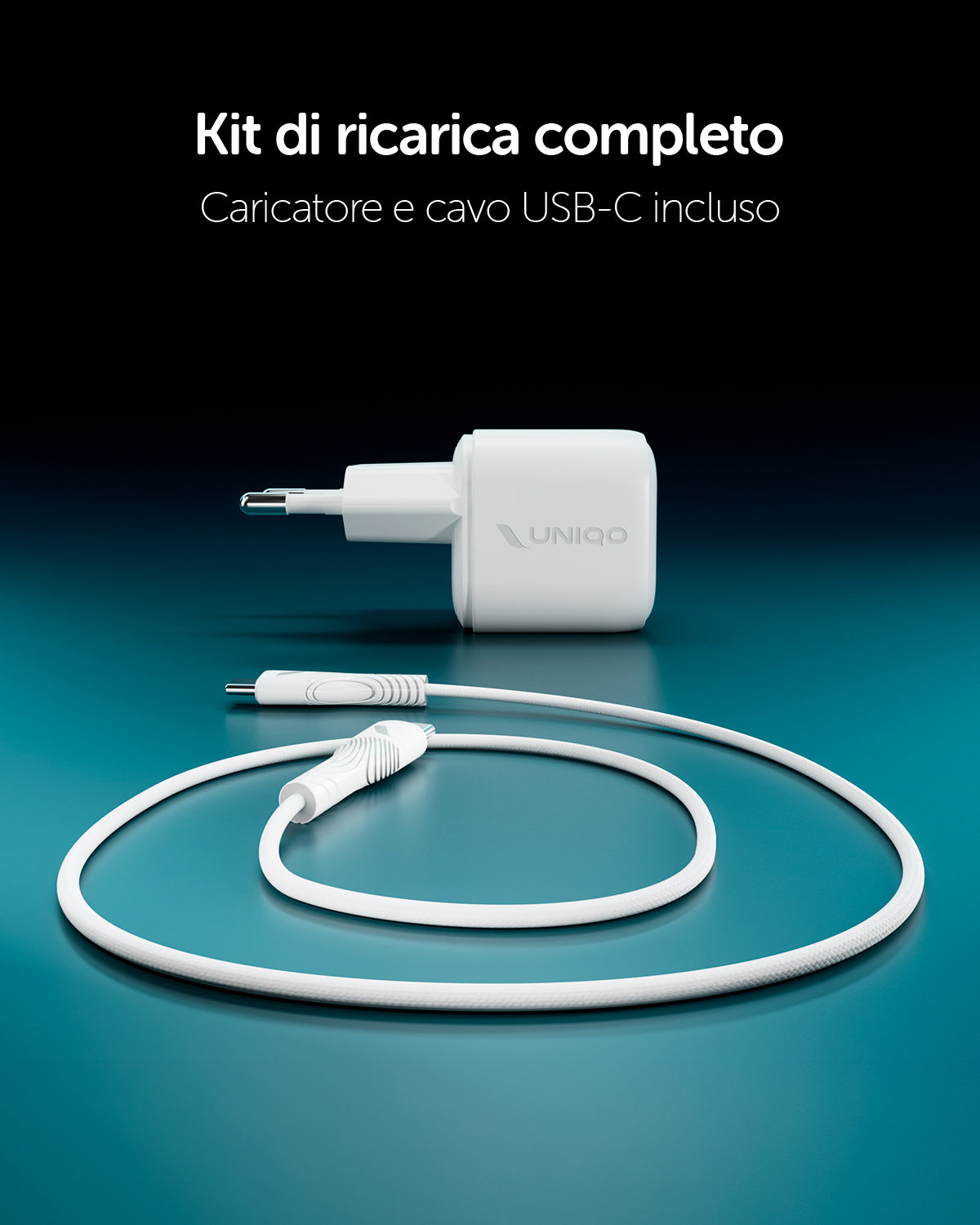 Kit caricatore GaN con due porte USB-C 100W e cavo intrecciato da 1,5 m