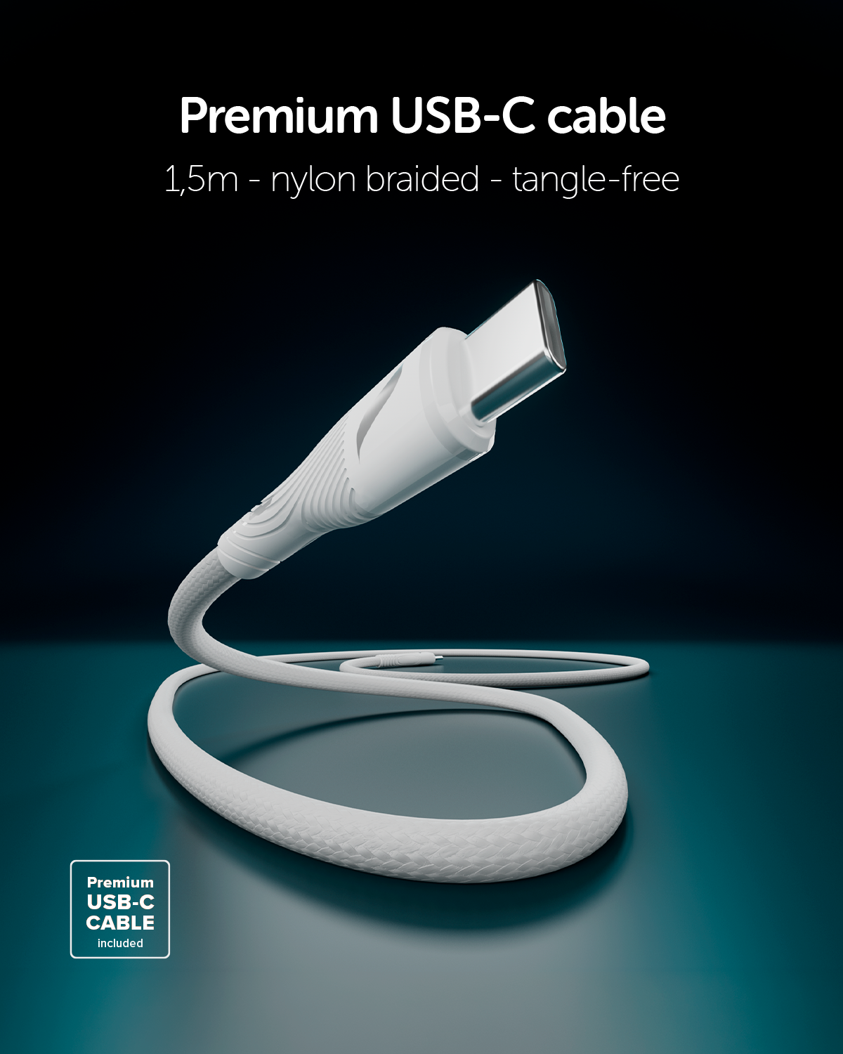Kit caricatore GaN con due porte USB-C 100W e cavo intrecciato da 1,5 m