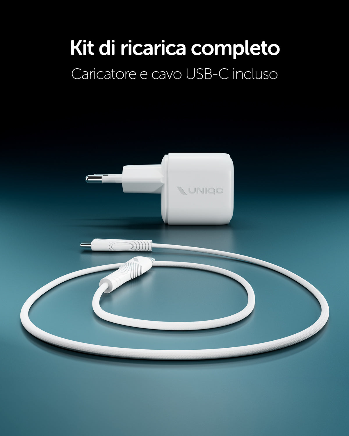Kit caricatore GaN con due porte USB-C 65W e cavo intrecciato da 1,5 m