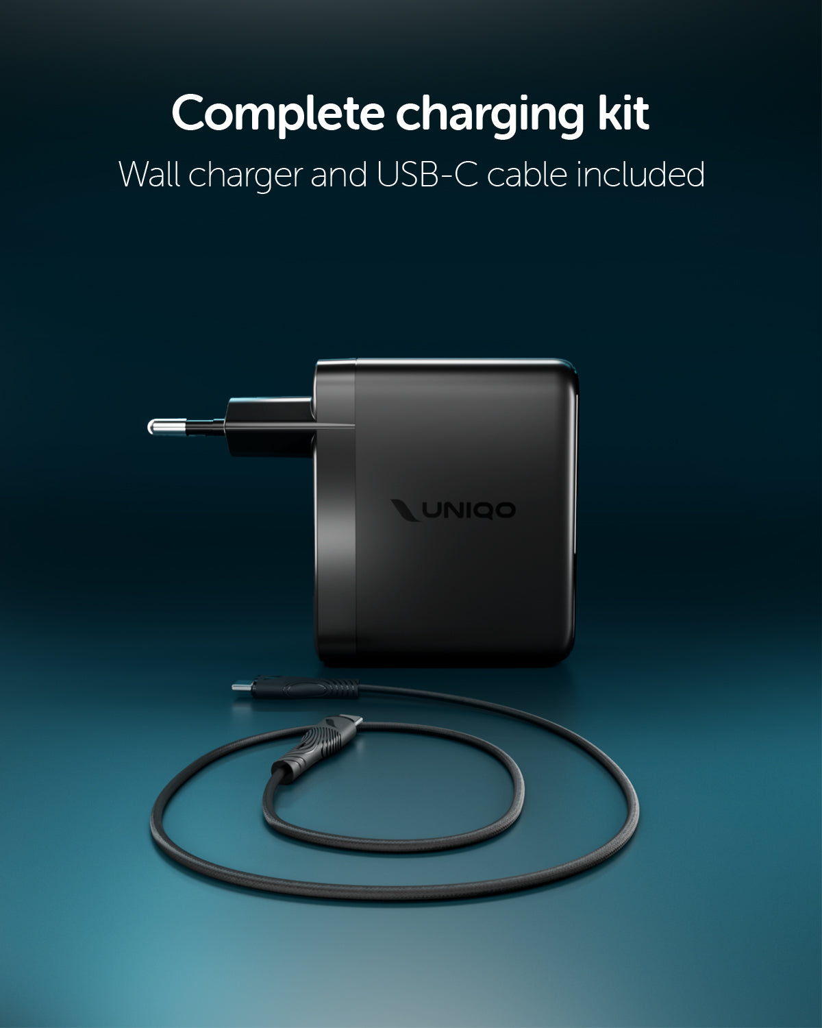 Kit caricatore 100W con tre porte USB-C e una USB-A e display TFT integrato e cavo USB-C 1,5m