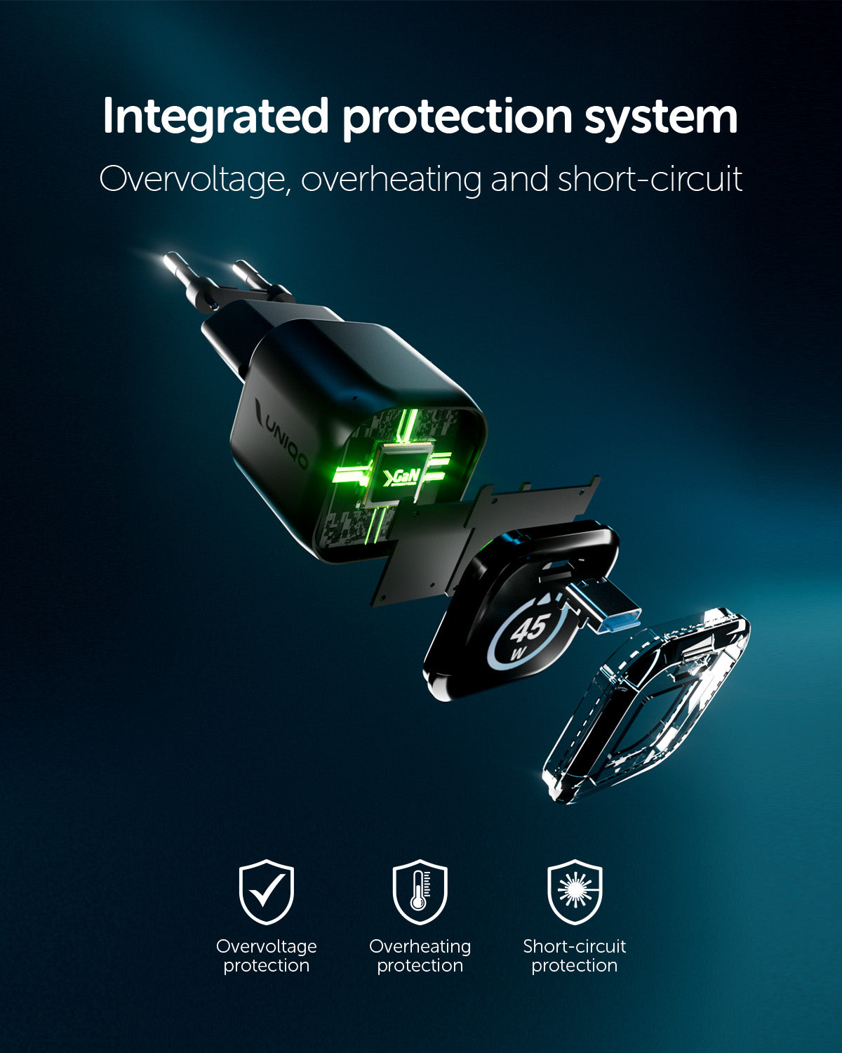 Kit caricatore 45W con una porta USB-C e display TFT integrato e cavo USB-C 1,5m