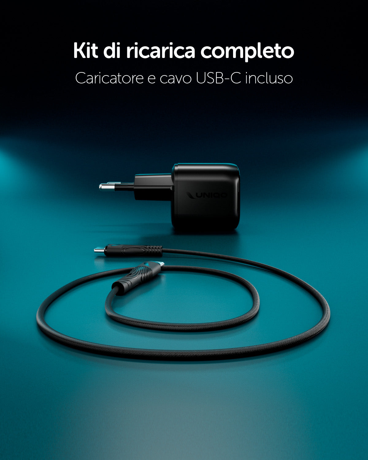 Kit caricatore 45W con una porta USB-C e display TFT integrato e cavo USB-C 1,5m