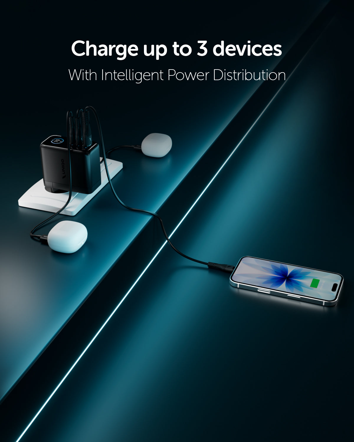 Kit caricatore GaN 70W con display TFT, 2 USB-C, USB-A e cavo incluso