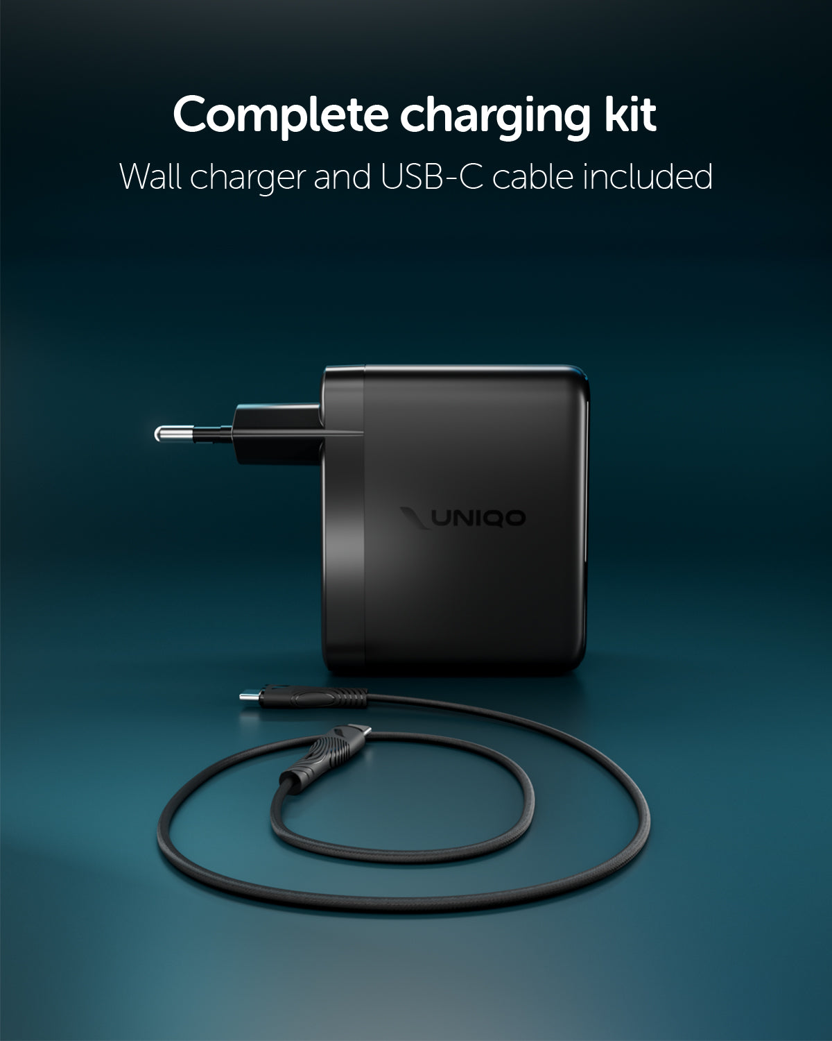 Kit caricatore GaN 70W con display TFT, 2 USB-C, USB-A e cavo incluso
