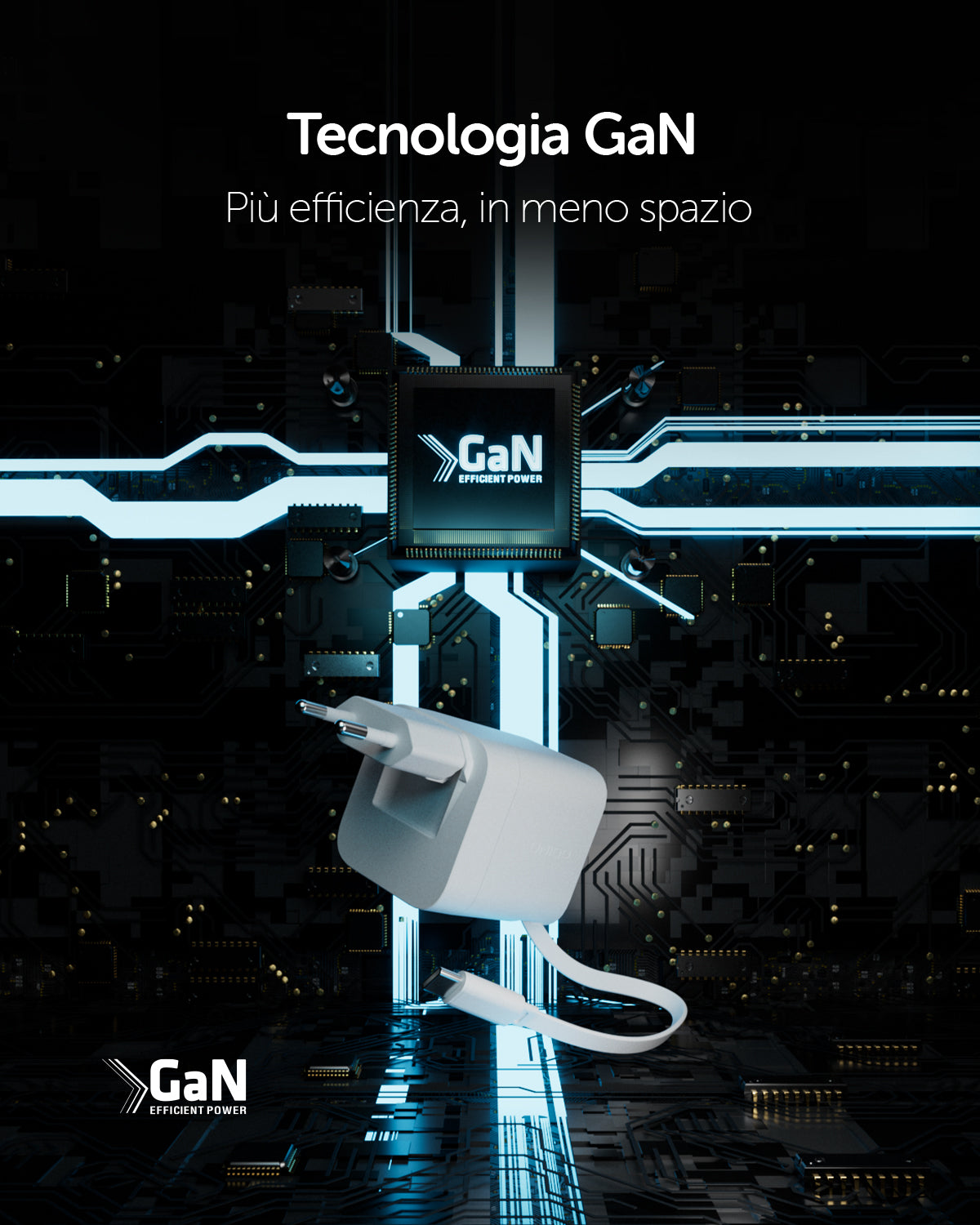 Caricatore da parete GaN 65W con spina pieghevole e cavo USB-C retrattile