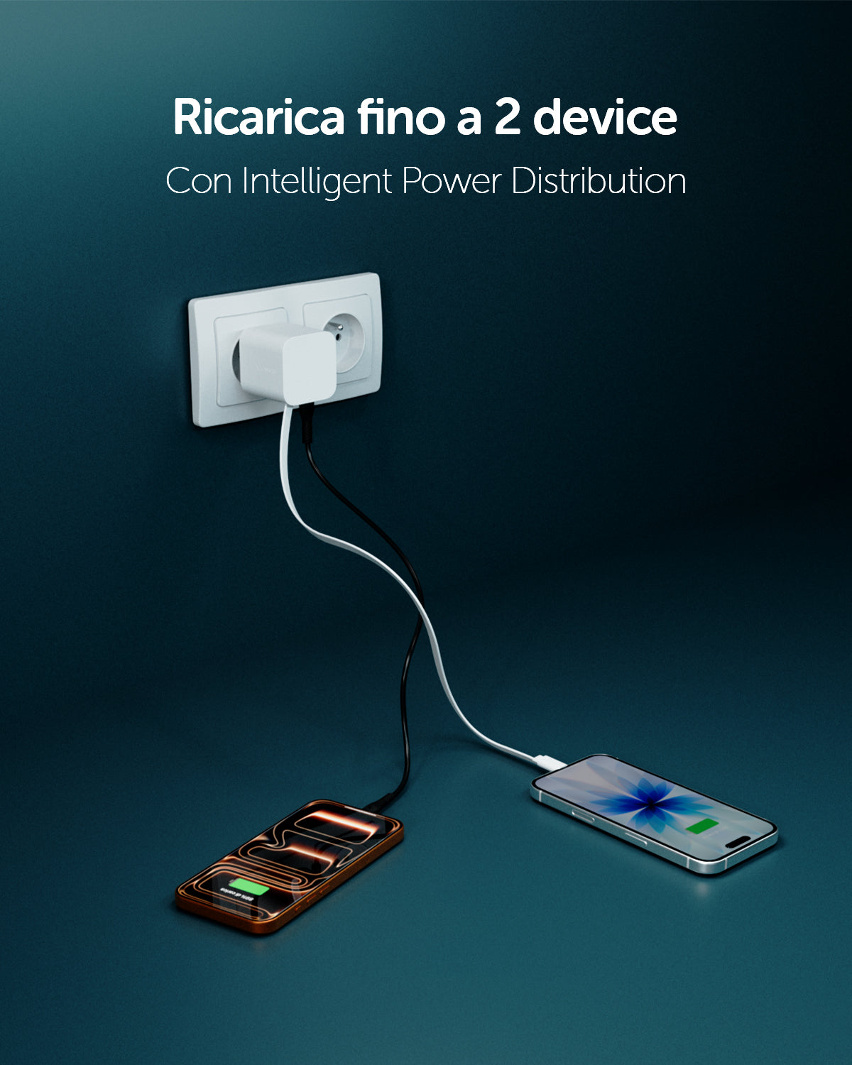 Caricatore da parete GaN 65W con spina pieghevole e cavo USB-C retrattile