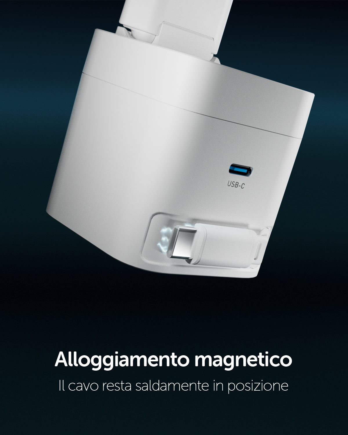 Caricatore da parete GaN 65W con spina pieghevole e cavo USB-C retrattile