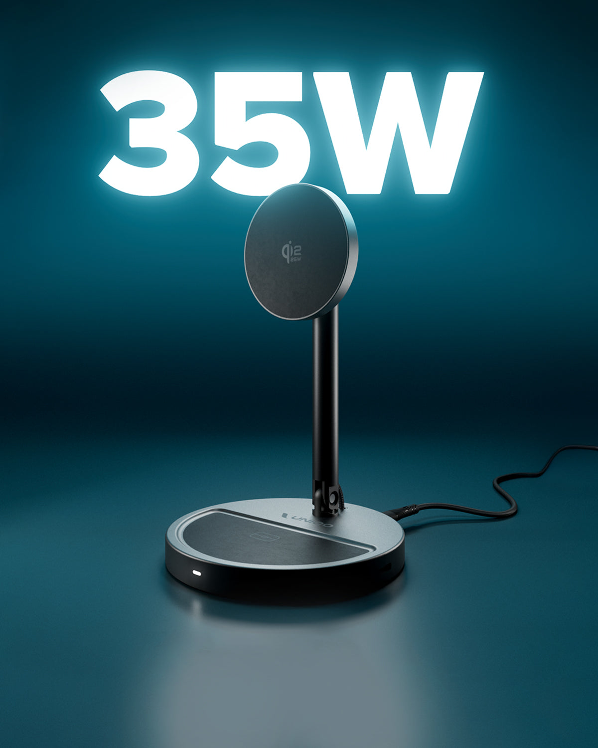 Station de recharge sans fil 2-en-1 pliable Qi2 35W avec chargeur USB-C 45W et câble inclus