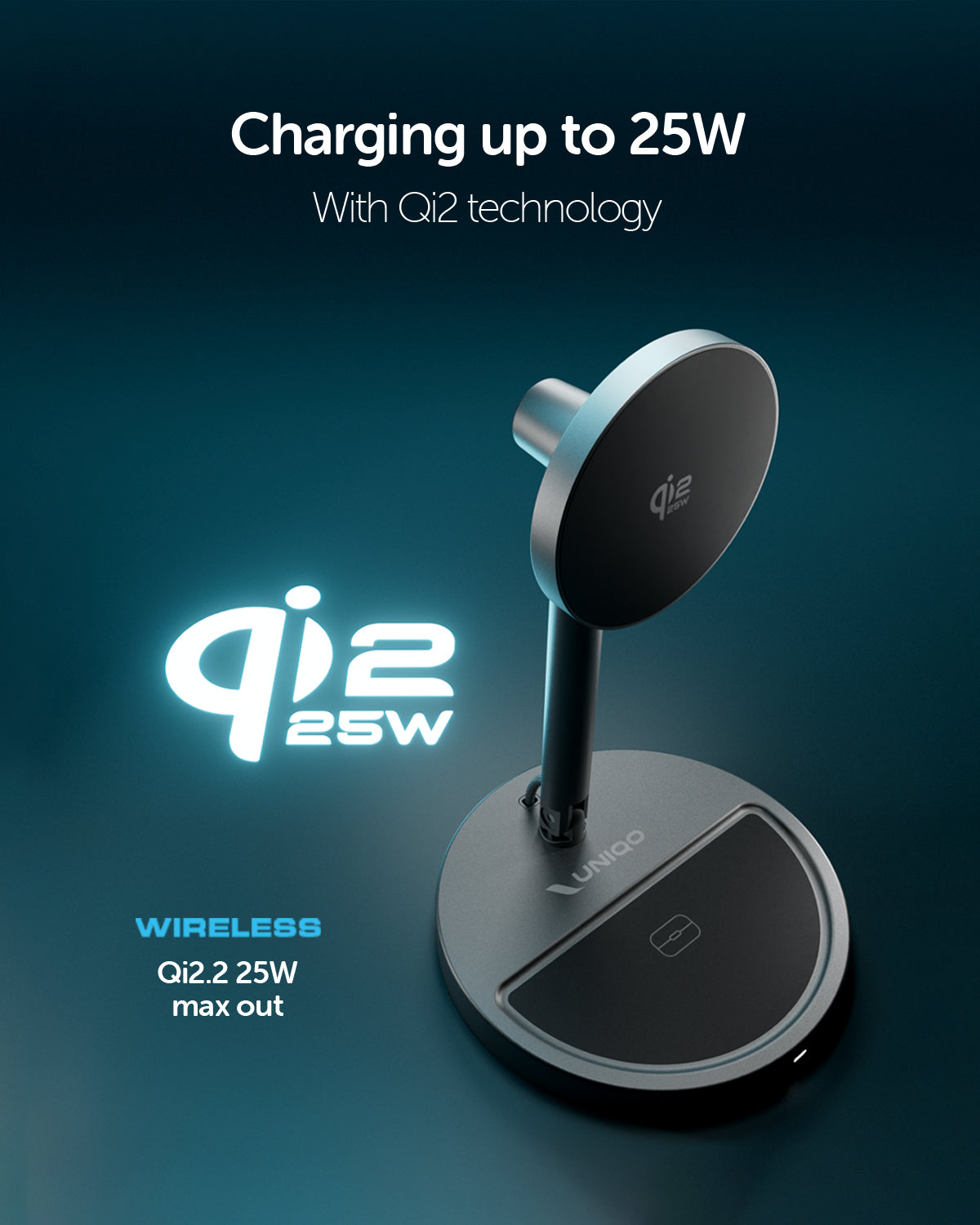 Base di ricarica wireless 2 in 1 pieghevole Qi2 35W con caricatore USB-C 45W e cavo incluso