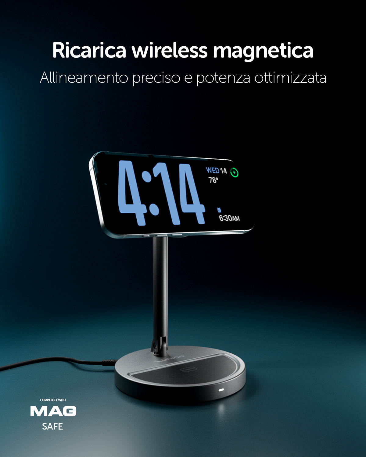Base di ricarica wireless 2 in 1 pieghevole Qi2 35W con caricatore USB-C 45W e cavo incluso