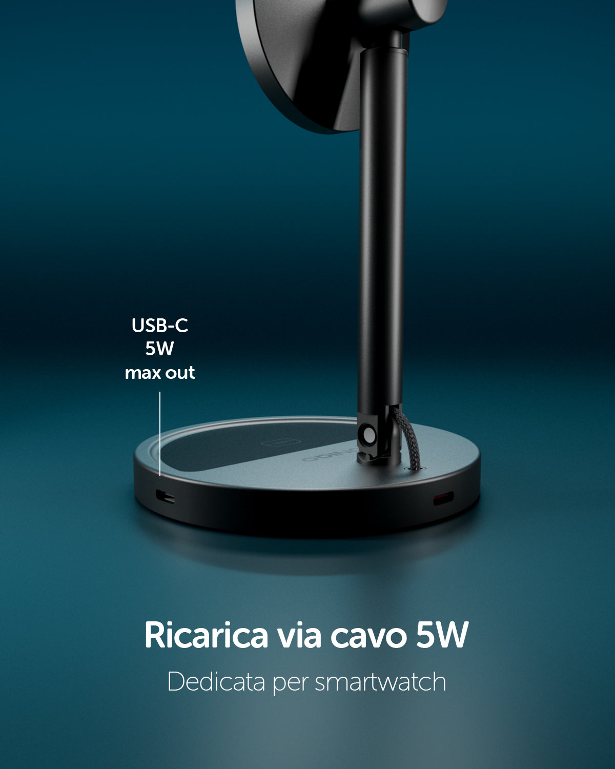 Base di ricarica wireless 2 in 1 pieghevole Qi2 35W con caricatore USB-C 45W e cavo incluso