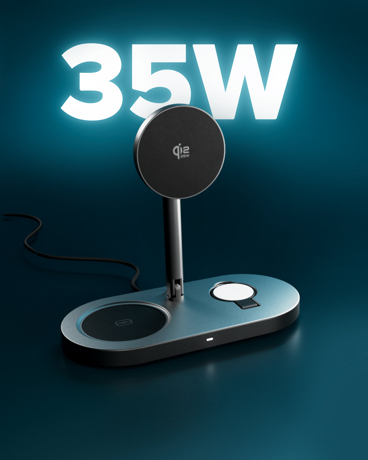 Station de recharge sans fil 3-en-1 pliable Qi2 25 W avec chargeur inclus