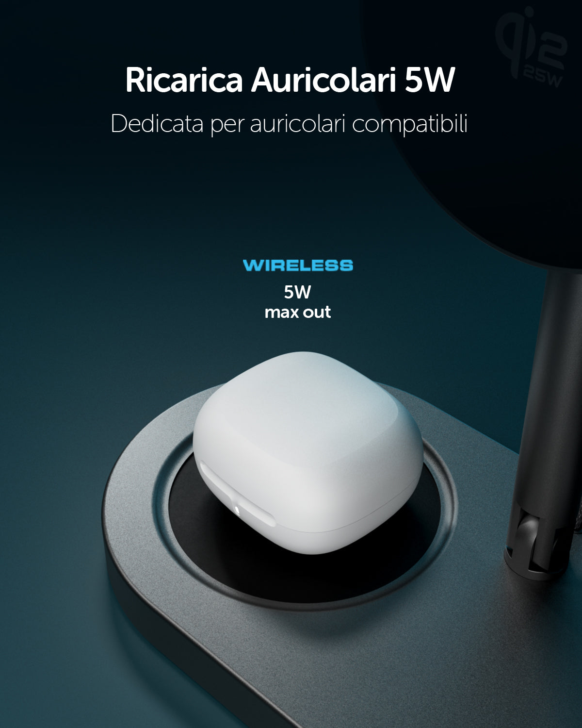 Base di ricarica wireless 3 in 1 pieghevole Qi2 25W con caricatore incluso